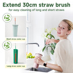 9PCS Reusable Long Colored Straw Cleaner Brush Set 12" Bendable