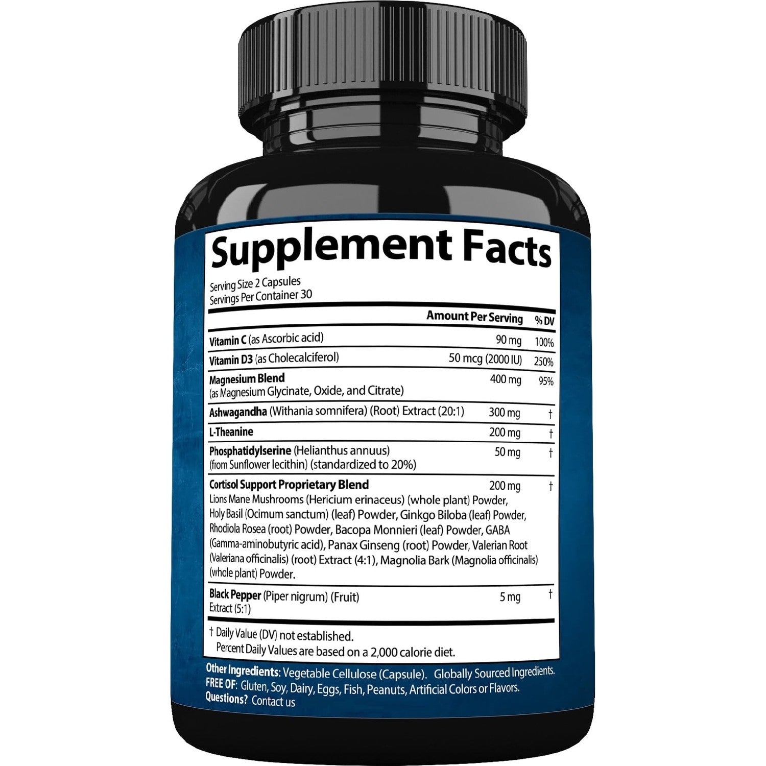 StrongVit Cortisol Supplements for Women and Men with Magnesium, Ashwagandha & L-Theanine. High Cortisol Reducer, Manager, Detox, Lower and Control. Sleep Support & Stress Relief, USA