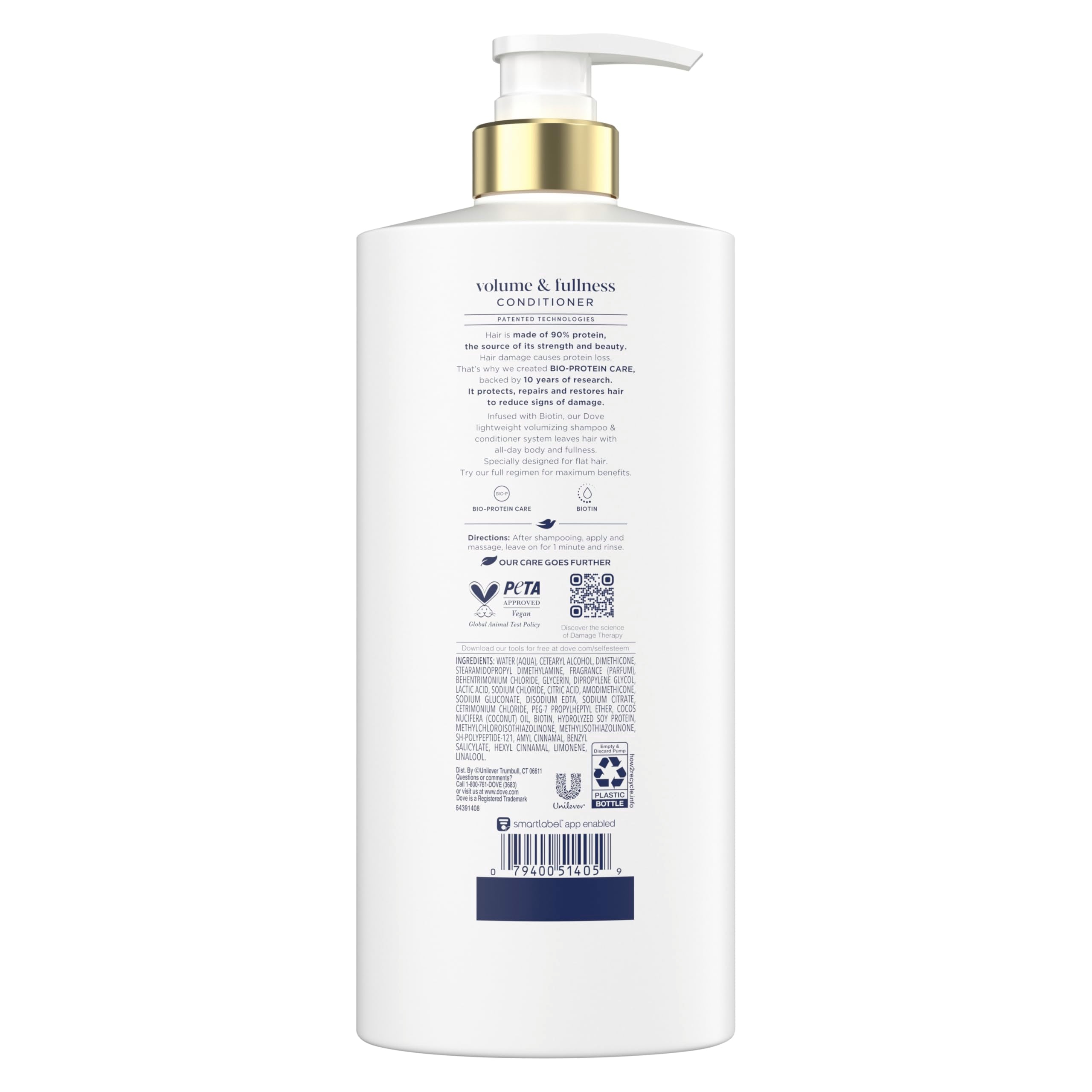 Dove Conditioner Volume & Fullness for Thin Hair, Bio-Protein, 28 Fl Oz