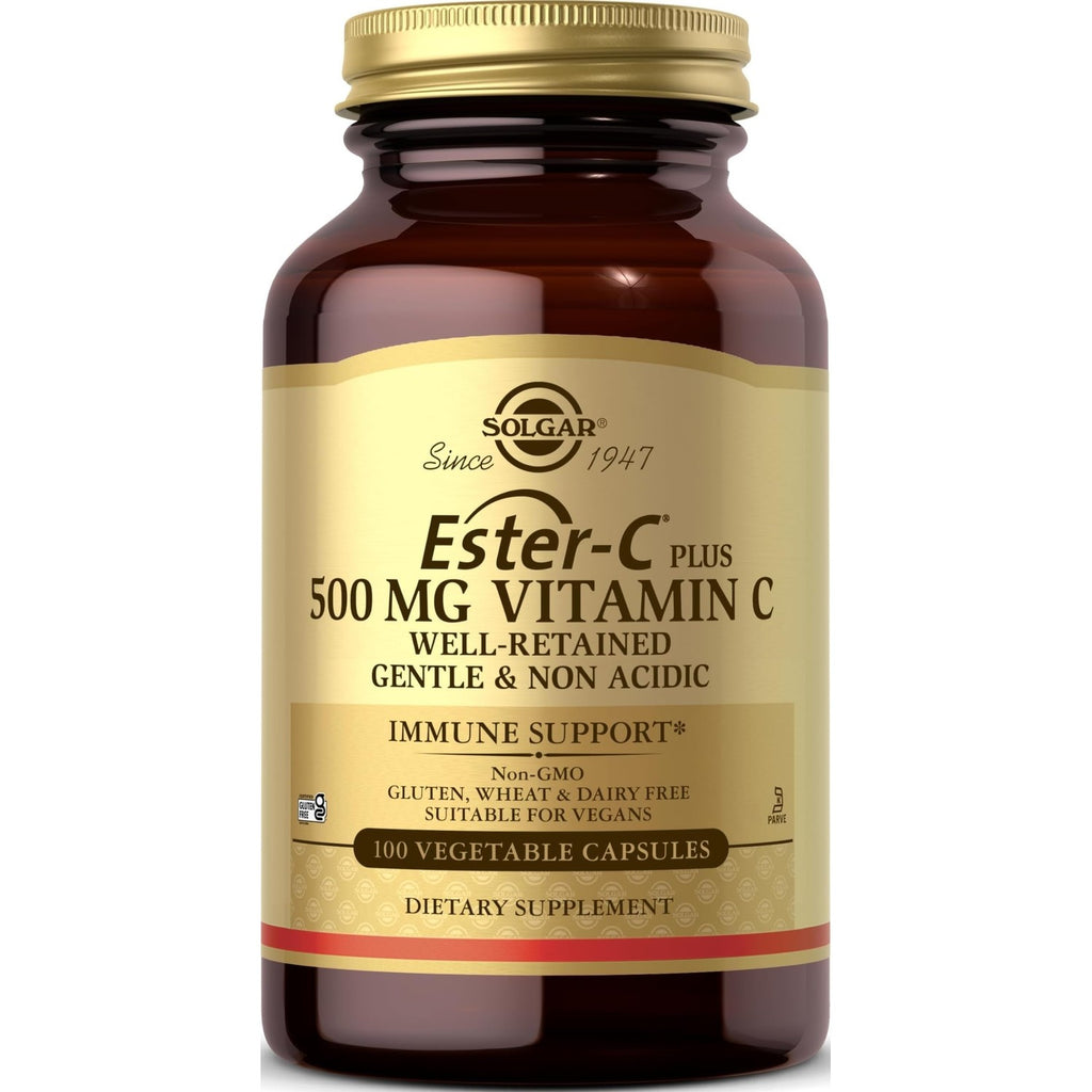 Solgar Ester-C Plus 500 mg Vitamin C (Ascorbate Complex), 250 Servings | Gentle & Non Acidic, Antioxidant & Immune Support - Non GMO, Vegan, Gluten Free, Kosher - 250 Vegetable Capsules