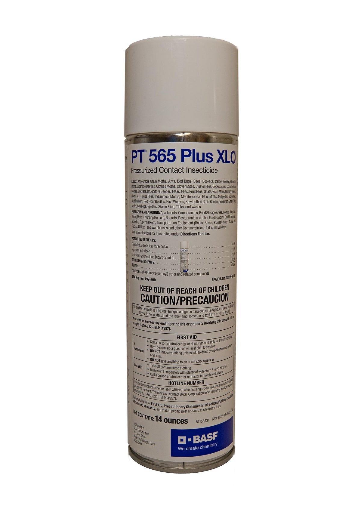 BASF PT 565 Plus XLO Pressurized Insecticide - Pyrethrin Contact Spray - 14oz Aerosol Can