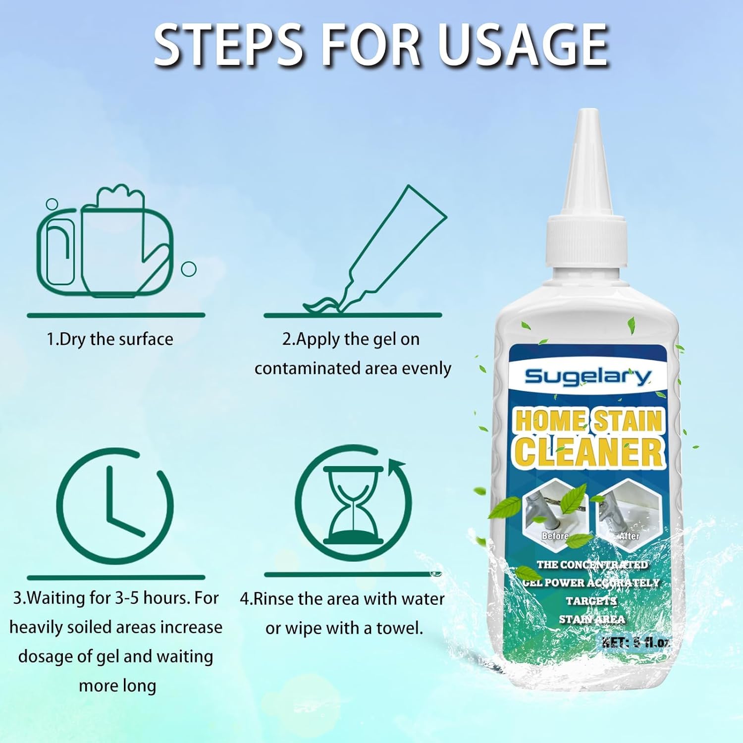 Buy now Sugelary Mold Stain Cleaner Gel, 5 fl oz Multi Home Stain Cleaning Gel for Washing Machine Seals, Fridge Gaskets, Tile Grout, Sink and Bathroom Use at indiglob india