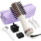 Compact 4-in-1 dual voltage hair dryer with styling attachments, travel pouch, and accessories. Verified by CuratCart.