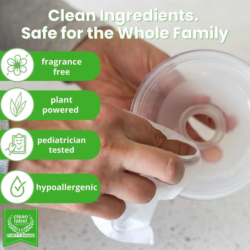 Dapple Baby - Breast Pump Cleaning Kit, 3 Brushes - 3oz Soap, 10ct Wipes