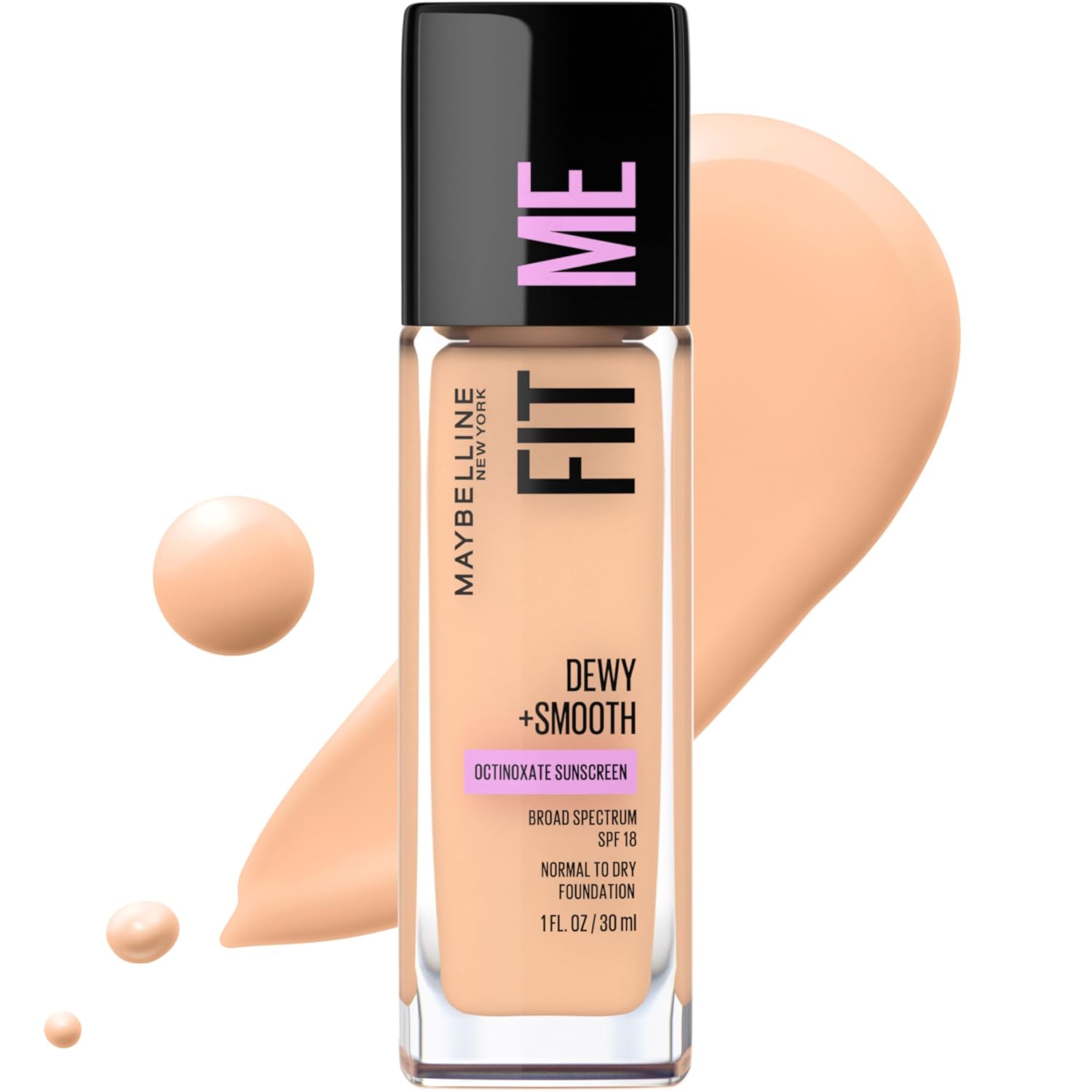 Buy now Maybelline Fit Me Dewy + Smooth Liquid Foundation Makeup, Fair Porcelain, 1 Count (Packaging May Vary) 125 NUDE BEIGE 1 Fl Oz (Pack of 1) at indiglob india