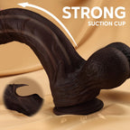 7 Inch Girth Huge Thick Black Dildo with Swinging Balls and Uncut Glans