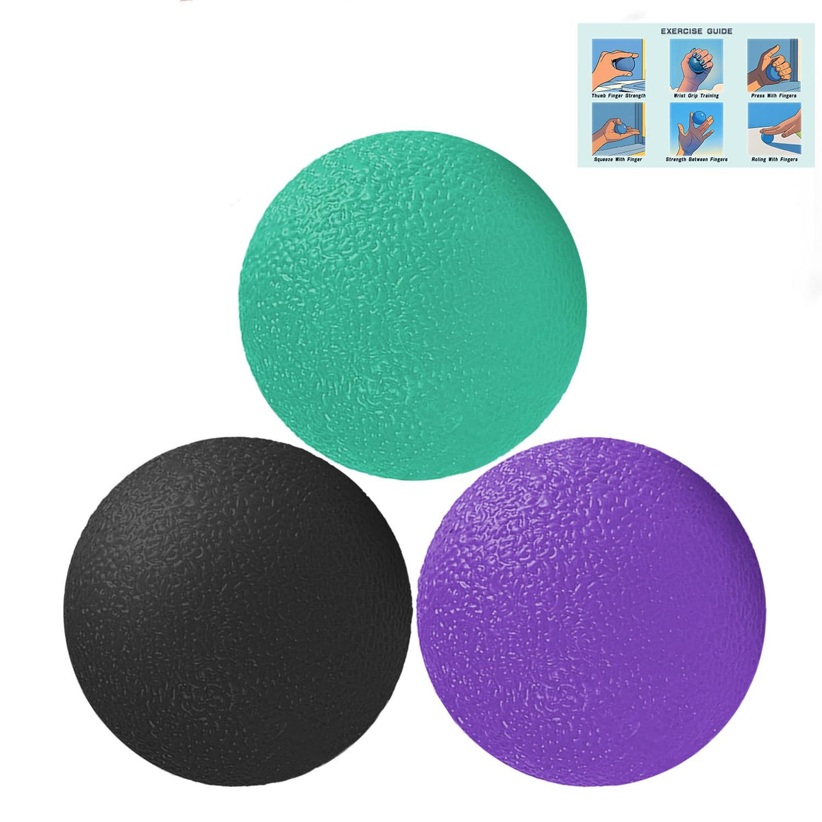 3 Pack Stress Balls for Adults, Squeeze Balls for Hand Therapy