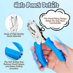 2 Pcs Hole Punch, 1/4" and 1/8" Hole Puncher with Blue Soft Grip