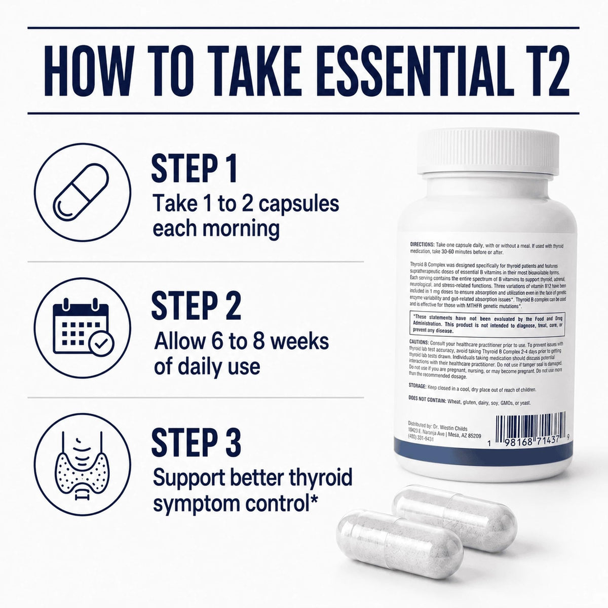 Dr. Westin Childs Essential T2 Thyroid Supplement, 100 mcg, 60 Count