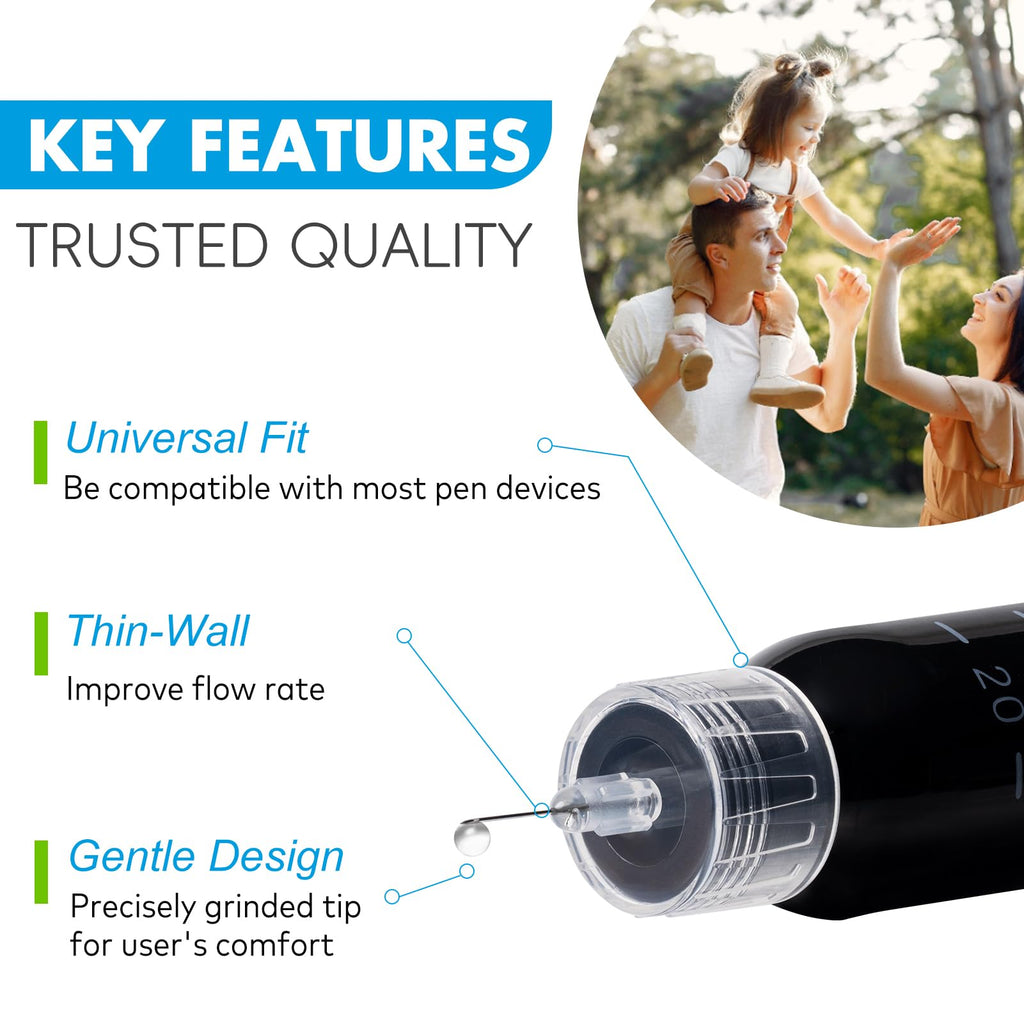 31G 5mm Pen Tips Universal Fit Easy to Use 100CT Comfortable Design