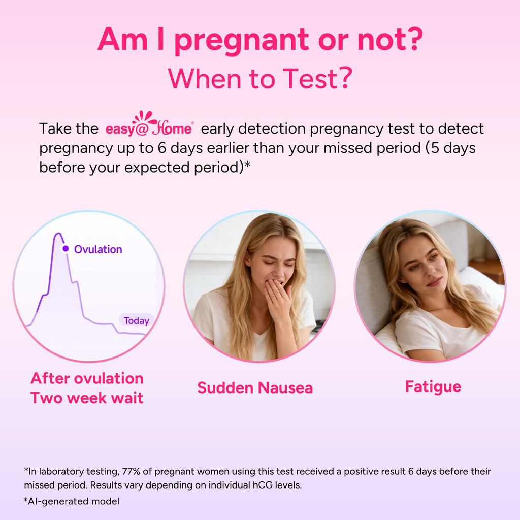 easy@Home Early Pregnancy Test: 6 Days Sooner Result* 10 MIU/mL Sensitivity