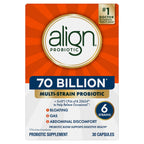 Align Probiotic, 70 Billion CFU, 6 Strain Blend, Probiotics for Women and Men, Daily Probiotics for Digestive Health, Helps Relieve Occasional Bloating & Gas 30 Capsules