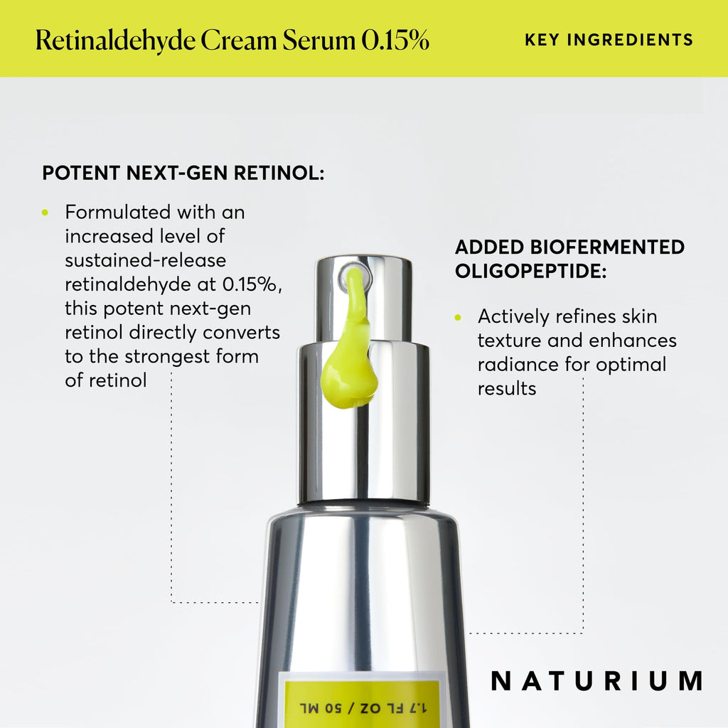 Naturium Retinaldehyde Cream Serum 0.15%, Advanced Anti-Aging & Smoothing Potent Face & Skin Care, 1.7 oz