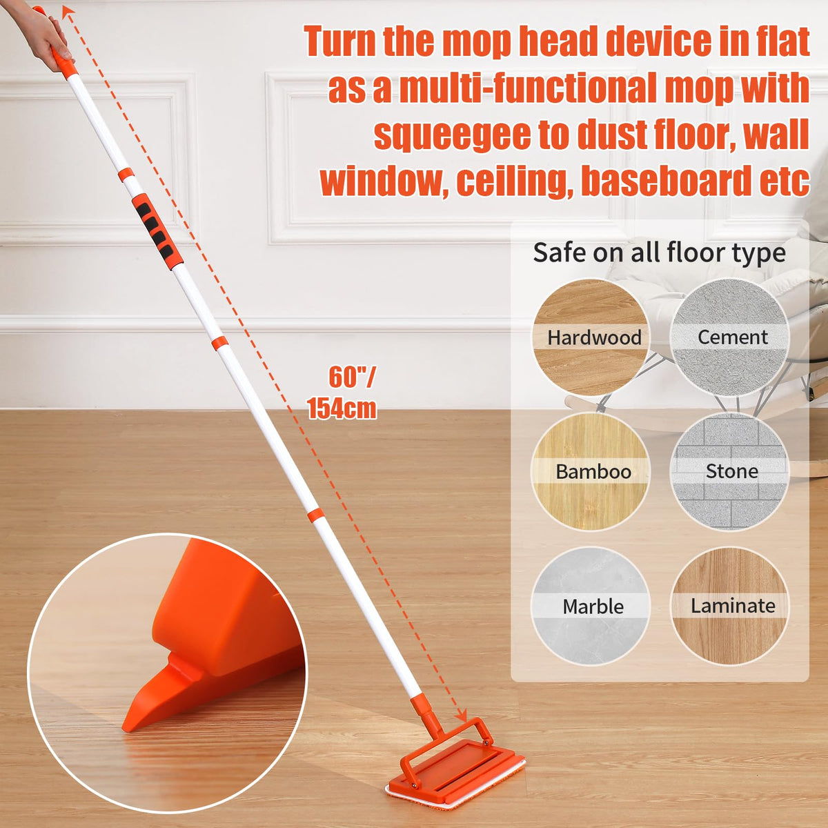 Qaestfy Ceiling Fan Blade Cleaner Duster with Extension Pole