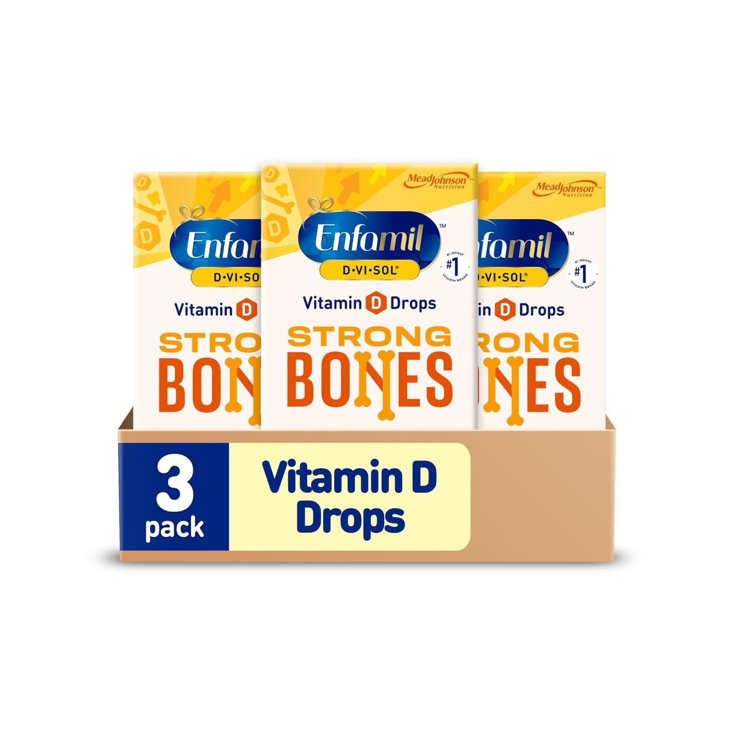 Enfamil Baby Vitamin D-Vi-Sol Liquid Supplement Drops for Infants, Supporting Strong Teeth & Bones in Newborn Babies, Easy-to-Use, Gluten-Free, 50 Day Supply, Dropper Bottle