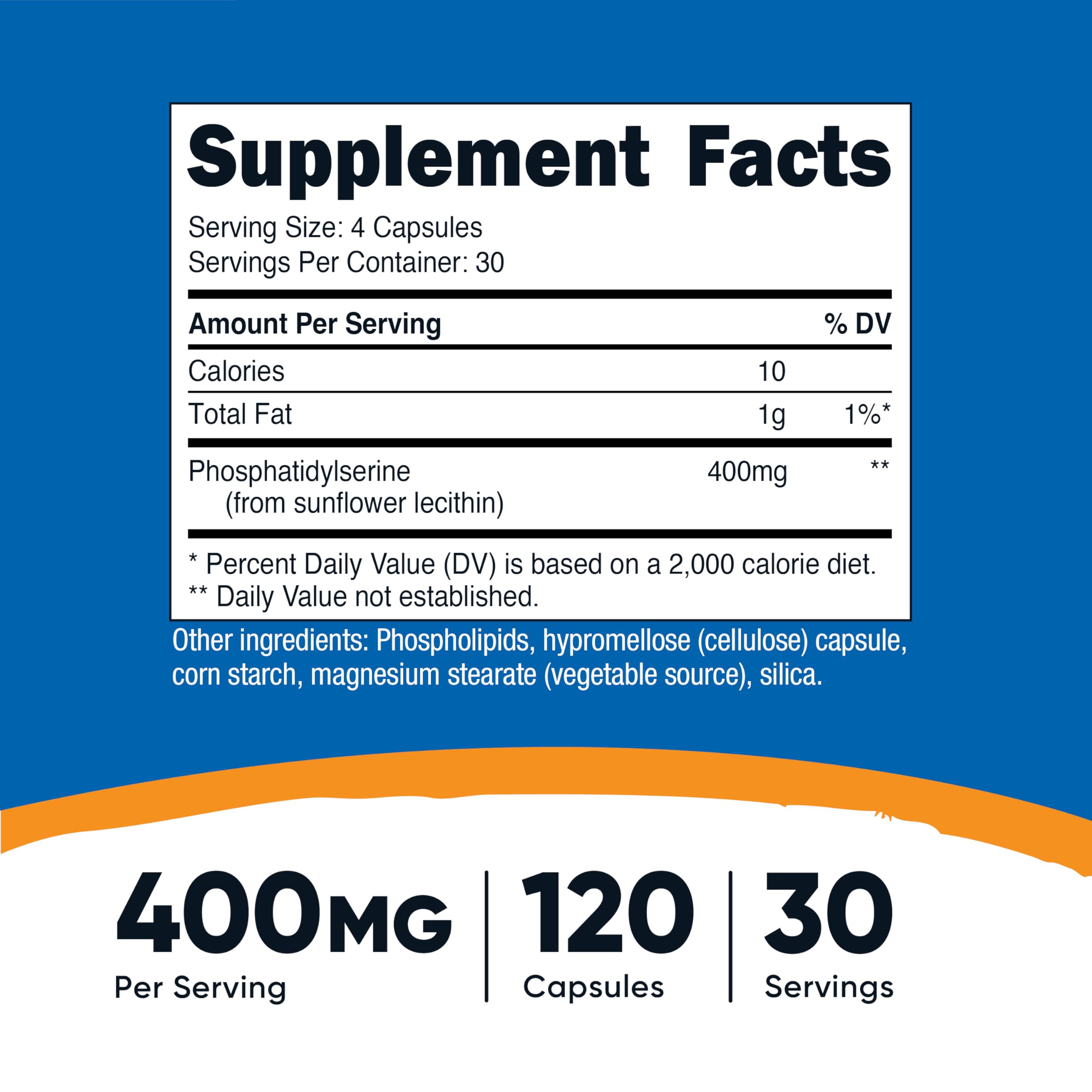Nutricost Phosphatidylserine (400mg) 120 Capsules, Gluten Free | 30 Servings, Soy Free, Vegetarian Friendly, GMO-Free