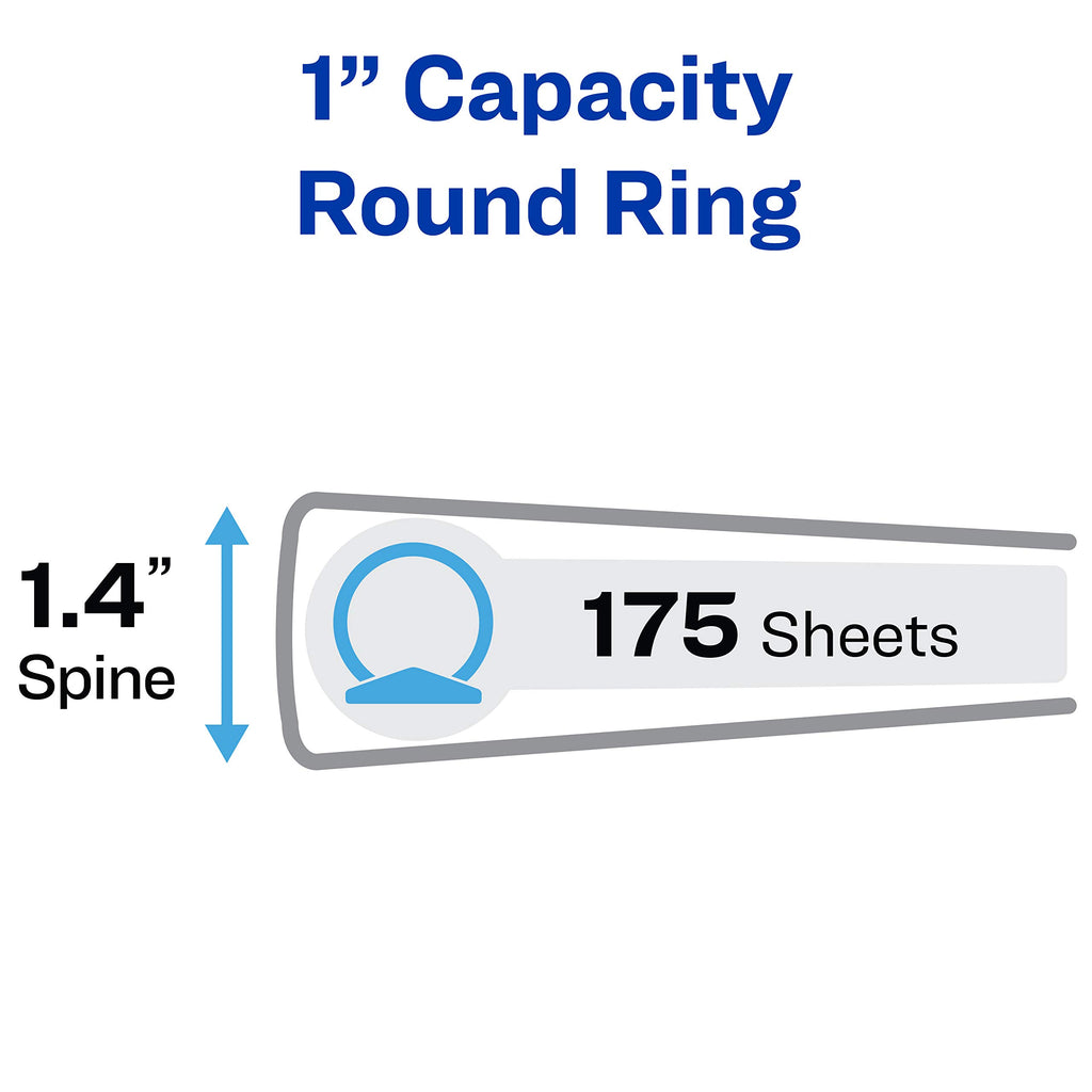 Avery® Standard View 3 Ring Binders, 1" Ring, 4 Black Binders