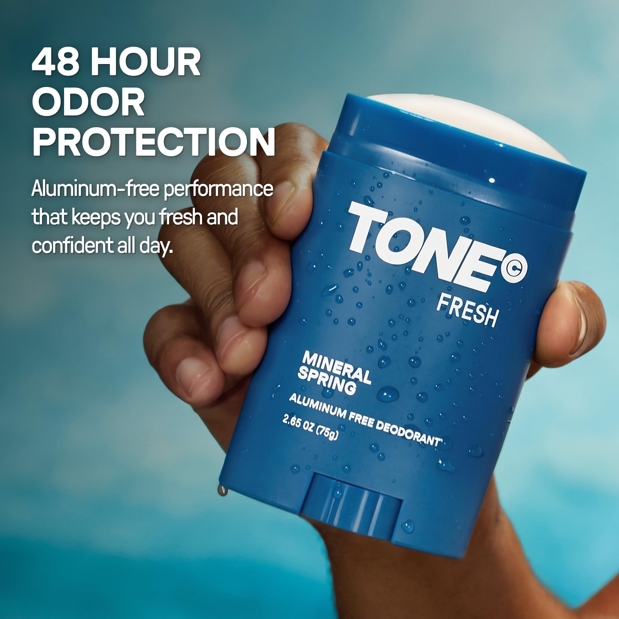 TONE Fresh Aluminum Free Deodorant for Men & Women, 48-Hour Odor Protection, Paraben Free Formula, Dermatologist-Tested, 2.65 oz