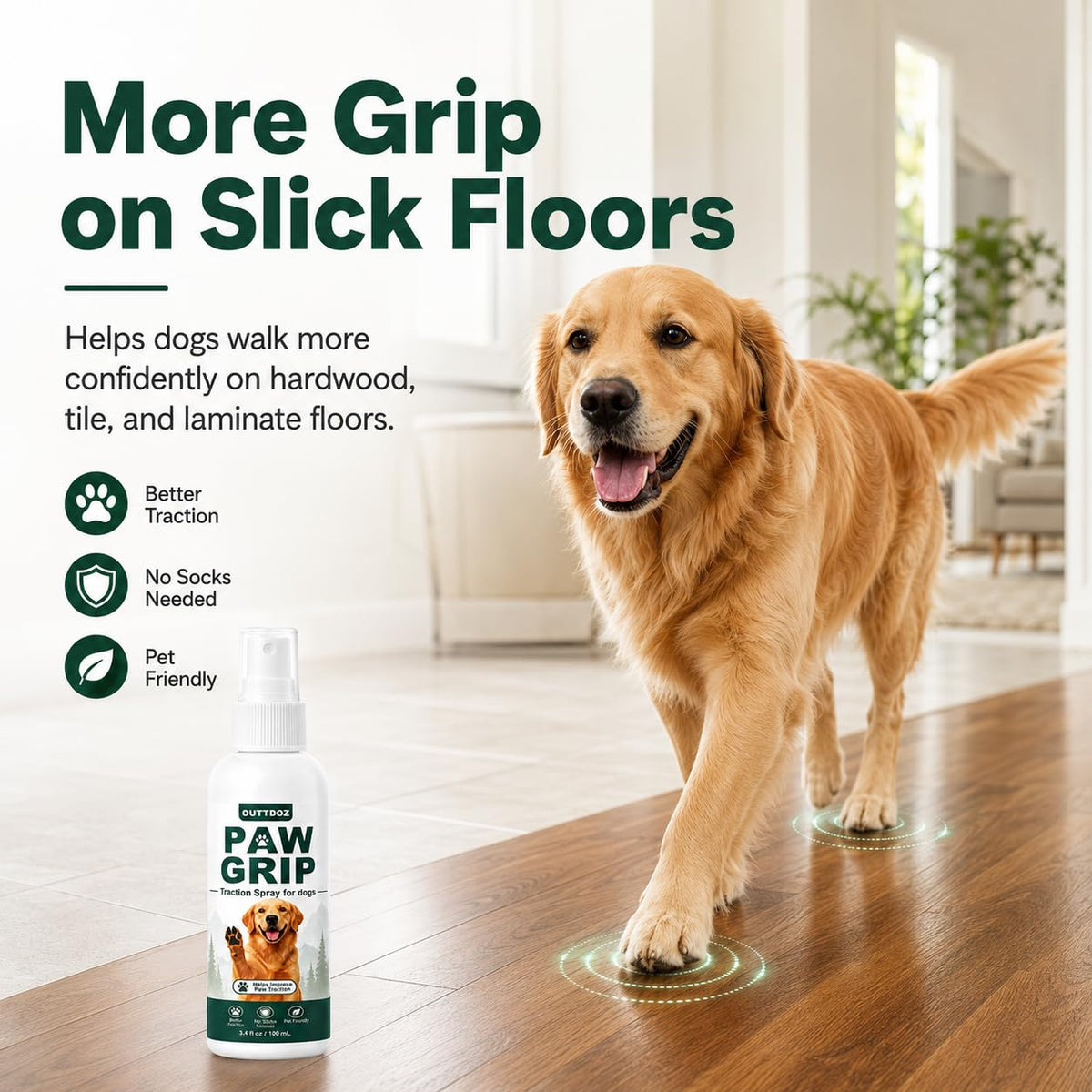 Paw Grip Traction Spray for Dogs, Quick-Dry, 3.4 fl oz