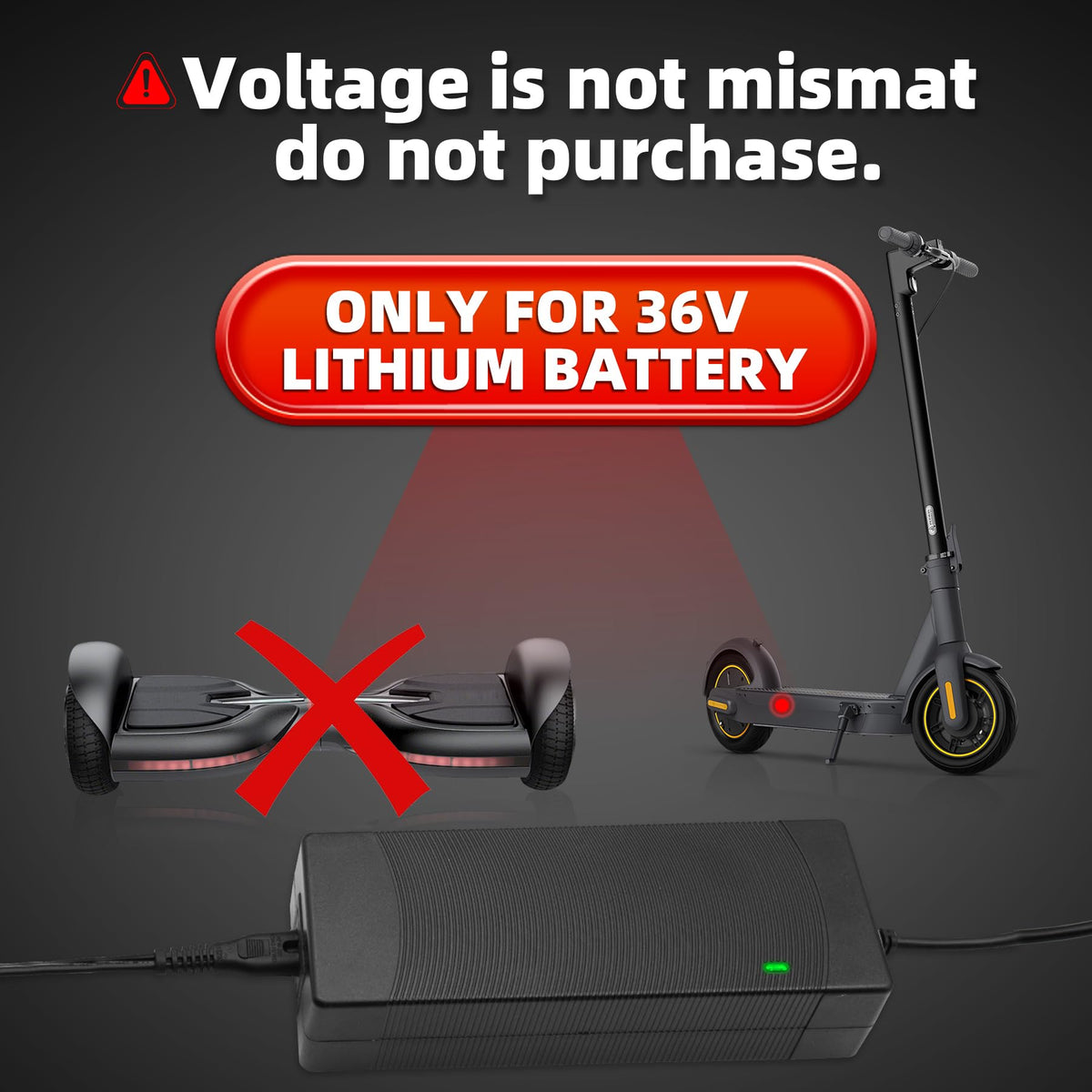 UL Listed 42V 2A Replacement Electric Scooter Charger for 36V with 4 Plugs, Compatible with Scooter Power Adapter
