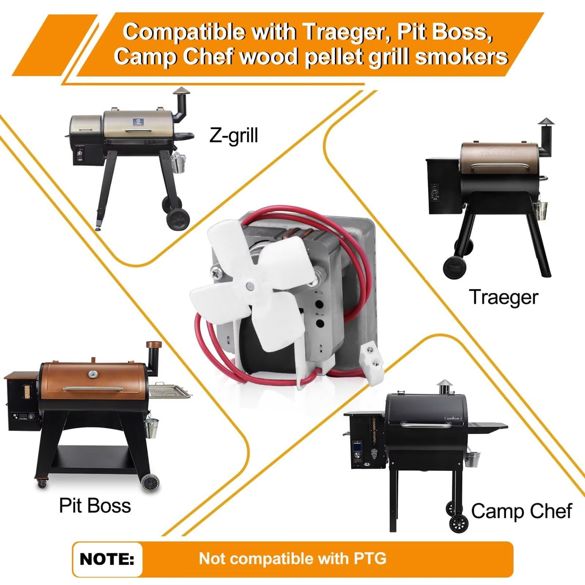Upgraded 2.0RPM Auger Motor Replacement Parts Compatible with Traeger, Pit Boss, Camp Chef Wood Pellet Grills Smokers, AC120V 60Hz 2 Pole Universal Feeding Gear