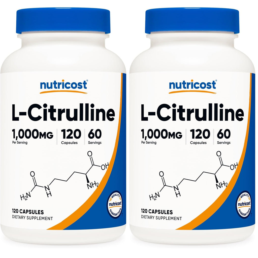 Nutricost L-Citrulline 500mg, 120 Capsules, 60 Servings | Gluten Free, GMO-Free, 1000mg Per Serving, 60 Servings