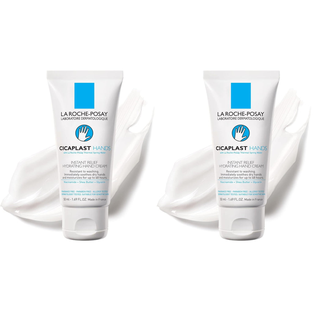 La Roche-Posay Cicaplast Hand Cream, Instant Relief Moisturizing Hand Lotion for Dry Hands, Shea Butter Lotion for Dry Cracked Hands, Non Greasy, Fragrance Free