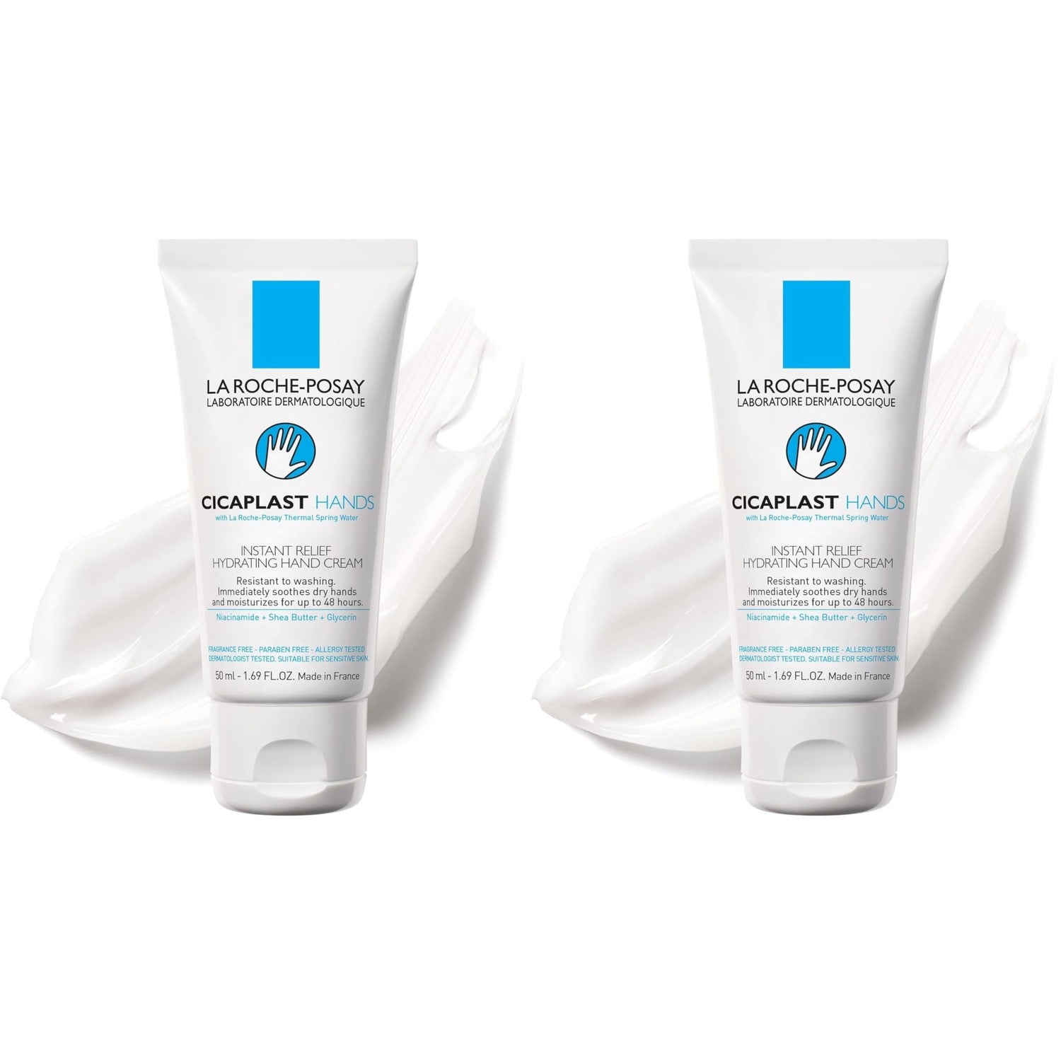La Roche-Posay Cicaplast Hand Cream, Instant Relief Moisturizing Hand Lotion for Dry Hands, Shea Butter Lotion for Dry Cracked Hands, Non Greasy, Fragrance Free