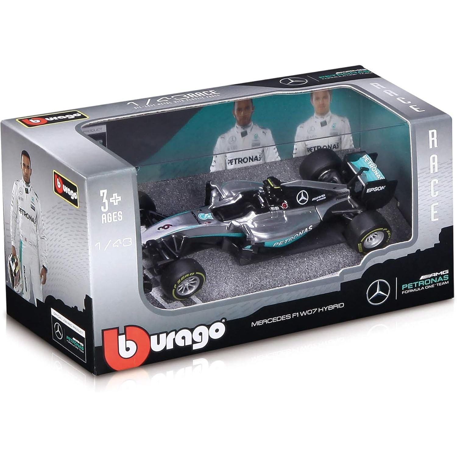 Buy now Bburago 18-38026 1:43 F1 Mercedes AMG Petronas W07, 2016 Assorted at indiglob india