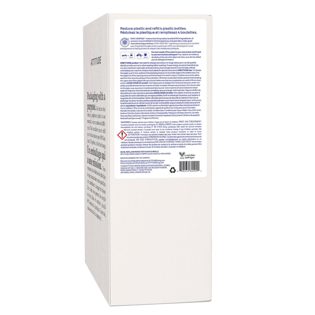 ATTITUDE Laundry Detergent Refill, EWG Verified, Wildflowers, 160 Loads