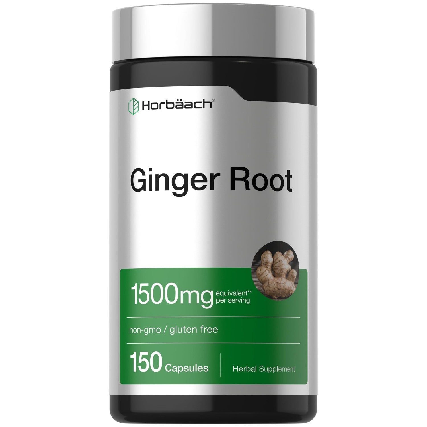 Horbäach Ginger Root Extract Supplement | 150 Capsules | Traditional Herbal Formula | Non-GMO & Gluten Free