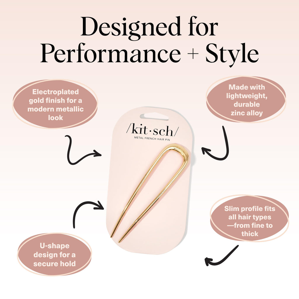 Buy now Kitsch French Hair Pins for Women â€“ Elegant & Durable Metal Hair Fork for Updos, Chignon, Bun & Twist Hairstyles, Secure Hold All Day, Comfortable Fit | Ideal Gifts for Women- Gold, 1pc at indiglob india