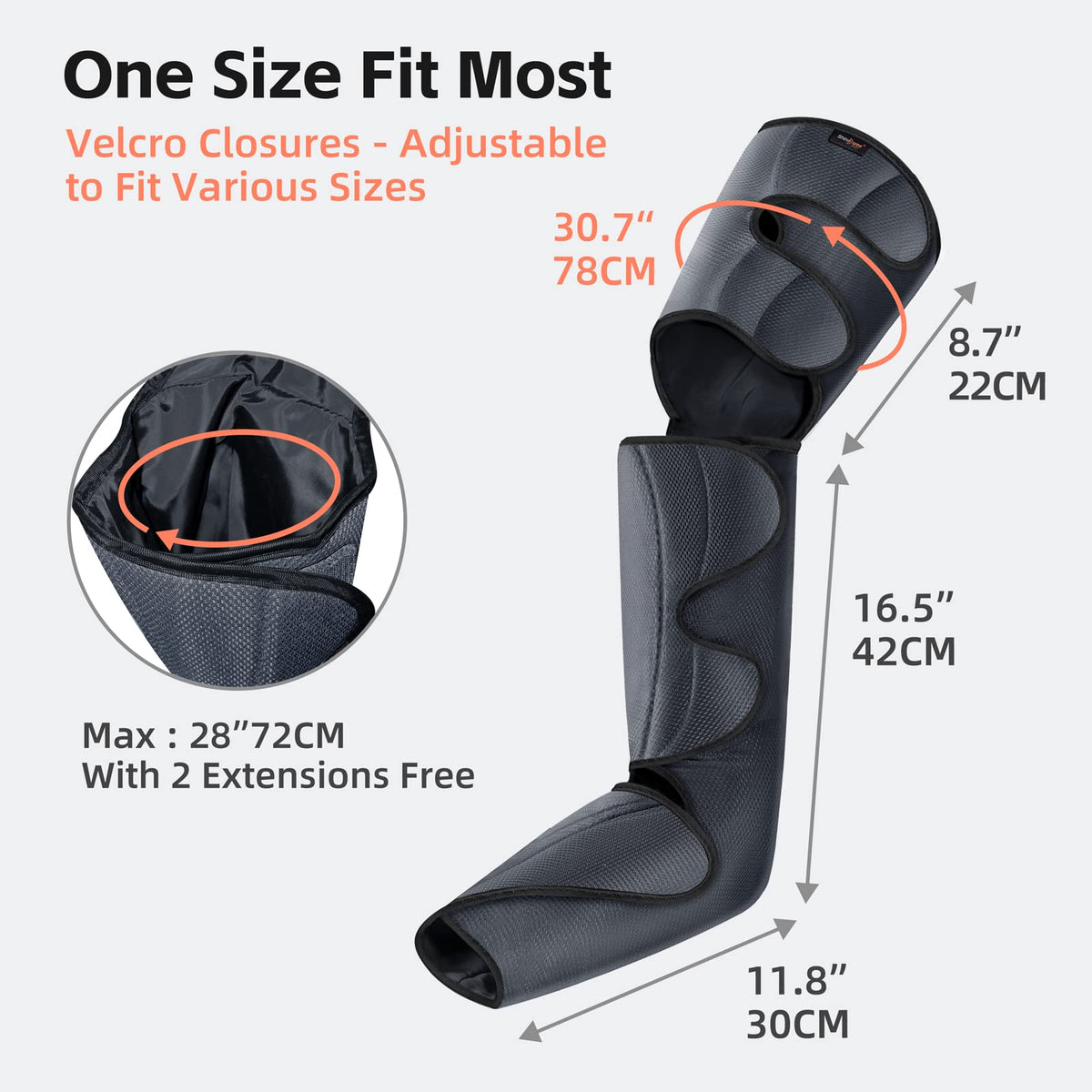 SHINE WELL Leg Compression Massager, Leg Massager for Circulation and Pain Relief, Air Compression Leg Massager with 3 Modes 3 Intensities 2 Extenders and Adjustable Wraps