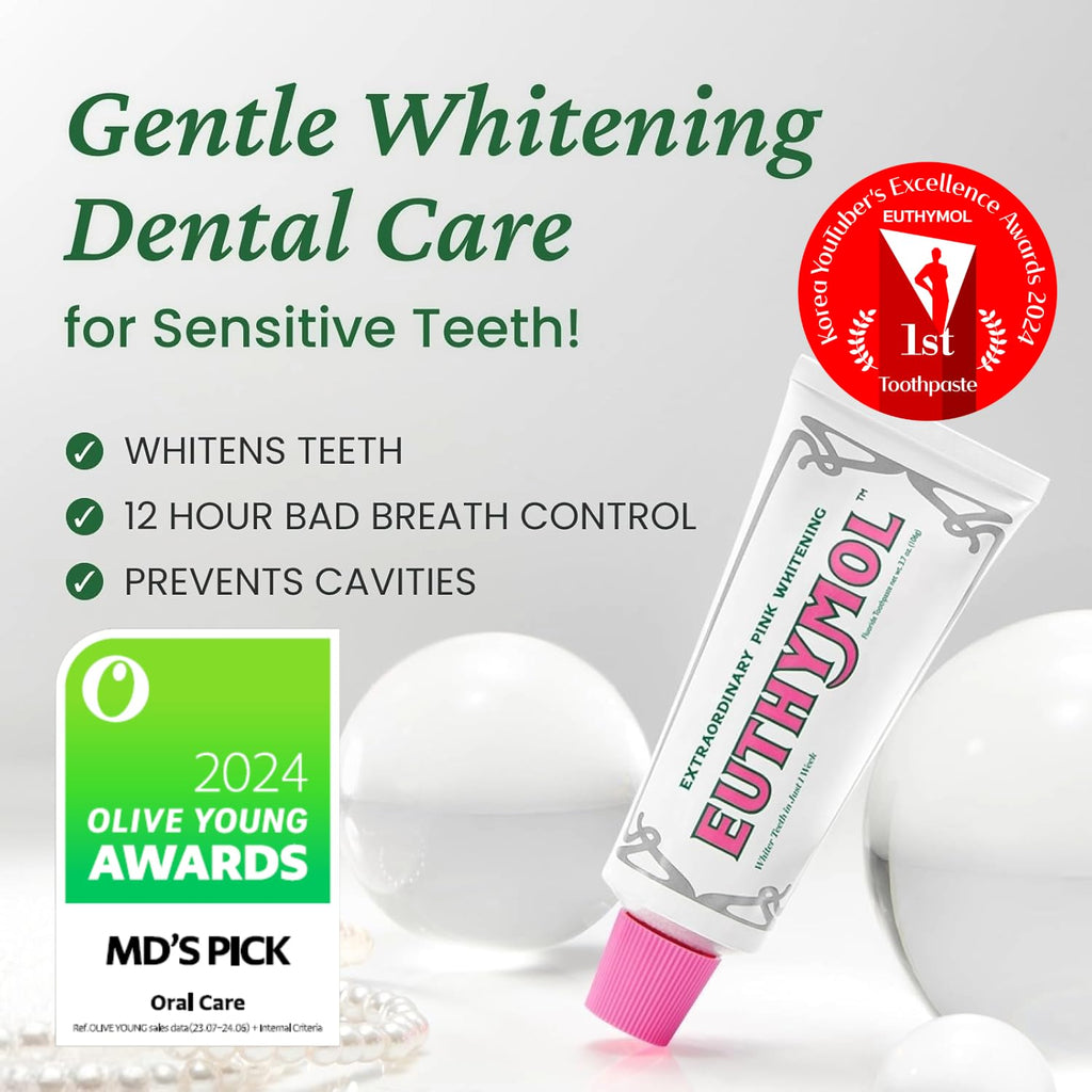 EUTHYMOL Whitening Toothpaste Gift Set | 3.7 oz*2 + Squeezer Set
