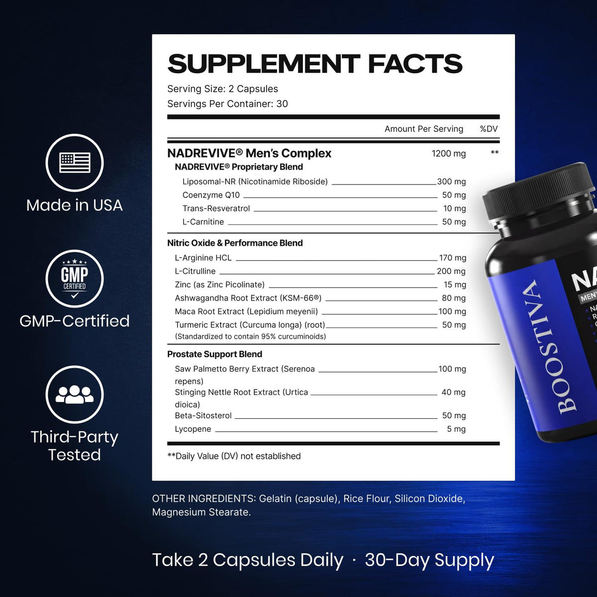 Liposomal NAD+ Supplement for Men – NAD Resveratrol Supplement with CoQ10, L-Carnitine, Ashwagandha, Maca & Zinc, Supports Energy, Focus, Stamina & Daily Men’s Vitality - 60 Capsules