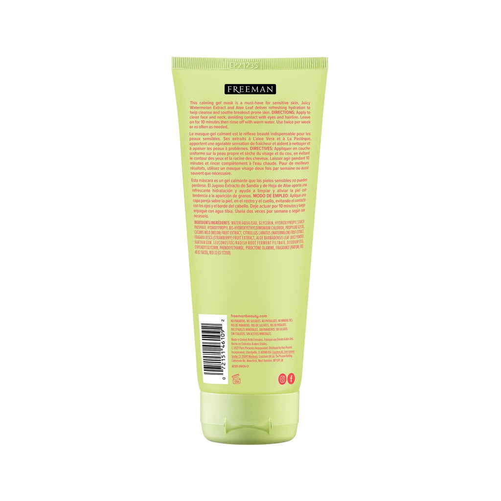 Buy now Freeman Soothing Watermelon & Aloe Gel Facial Mask, Hydrates, Nourishes, & Soothes Irritated Skin, Cooling, Calming Gel Face Mask, For Sensitive & Break-Out Prone Skin, 6 fl.oz. Tube, 1 Count at indiglob india