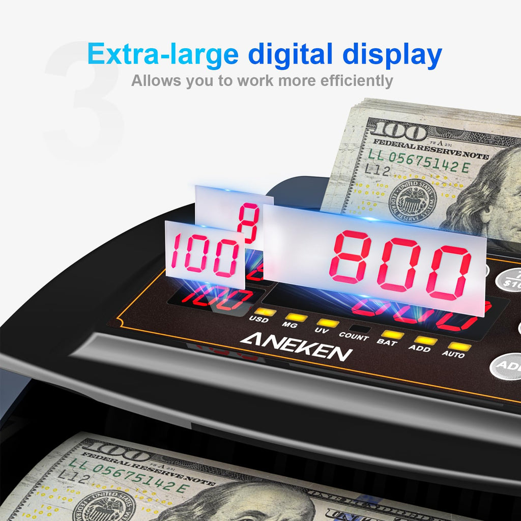 Aneken Money Counter with Value Count, 1300 Bills/Min for USD & EUR
