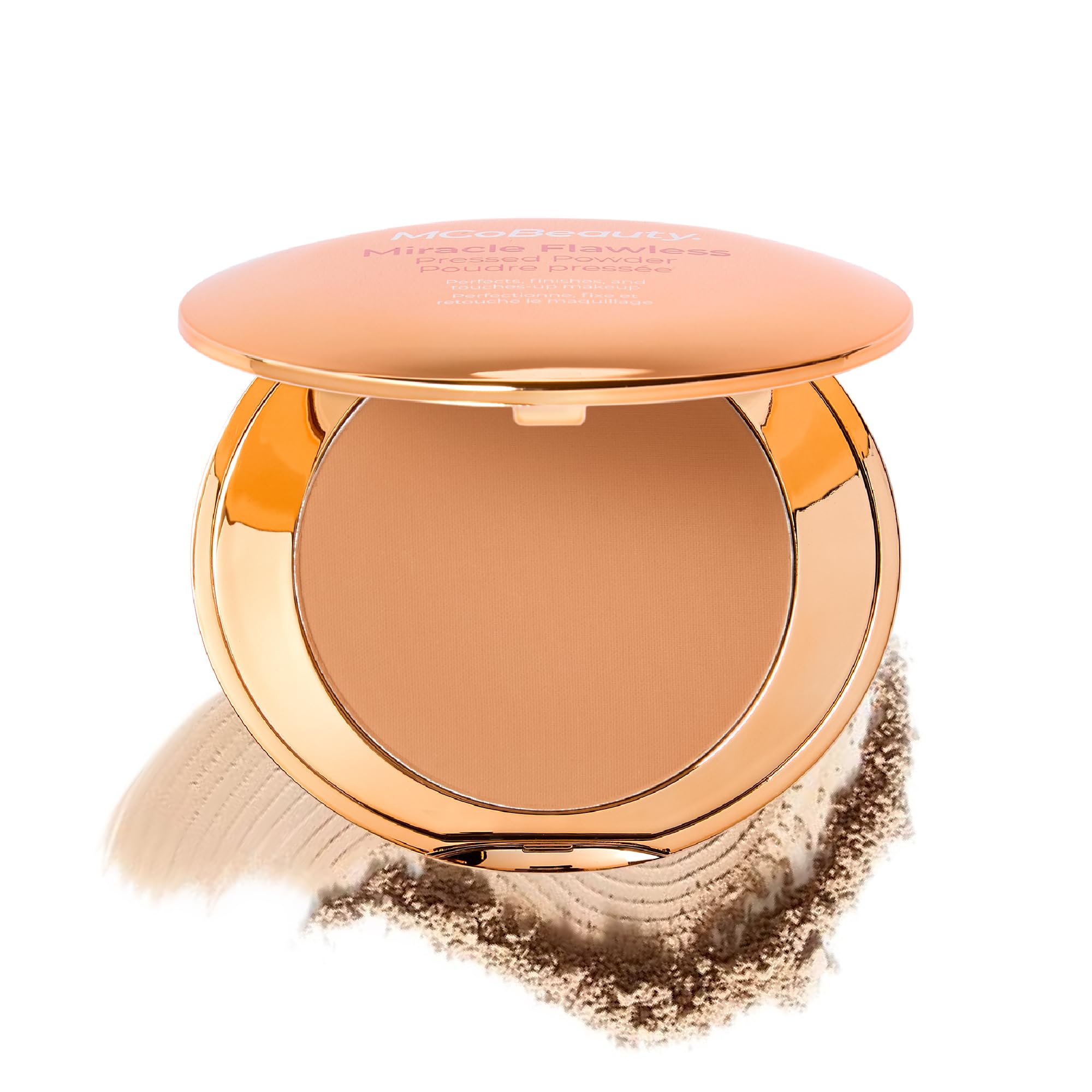 MCoBeauty Miracle Flawless Pressed Powder - 1 Light | Compact, Soft Focus Blurring, Finishing & Setting Makeup, Hydrating, Vegan & Cruelty Free