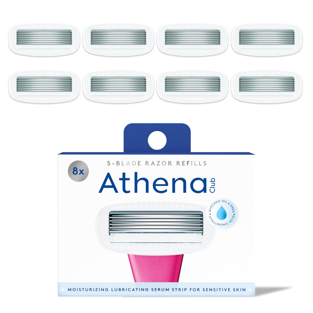 Athena Club Women's Razor Blade Refills, 5-Blade Cartridges, 8 Count | Shea Butter & Hyaluronic Acid Infused Stainless Steel Razors for Women , Great for Sensitive Skin , 8-Pack Refill