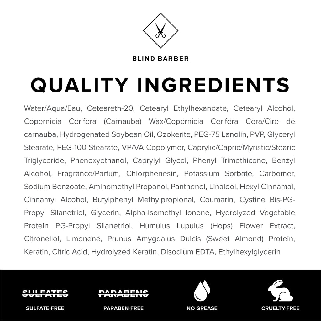 Blind Barber 60 Proof Hair Wax for Men - Water-Based Wax for Hair Styling - Medium, Workable Hold & Shine - Made with Volumizing Hops Extract - Cruelty-Free - Tonka Bean Scent (2.5 Oz)