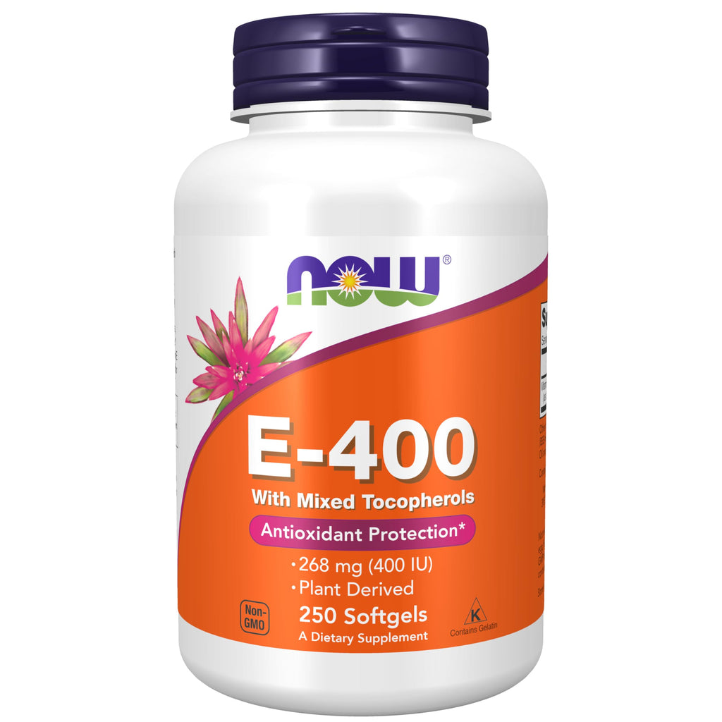 Buy now NOW Foods Supplements, Vitamin E-400 IU Mixed Tocopherols, Antioxidant Protection*, 250 Softgels at indiglob india