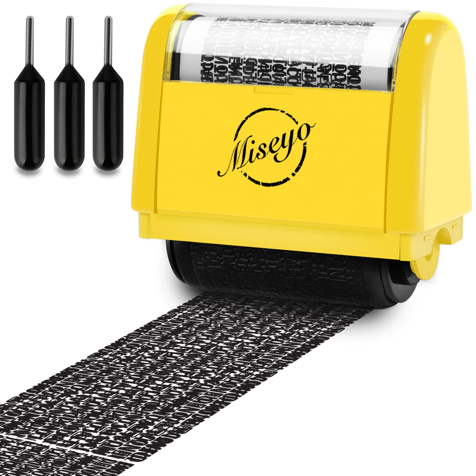 Buy now Miseyo Wide Identity Theft Protection Roller Stamp Set - Yellow (3 Refill Ink Included) Yellow Stamp+3 Refills at indiglob india