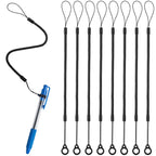 8 Pcs Pen Lanyard, 9.8" Pen Leash for Clipboard,Elastic Lanyard Tether with Silicone Rings, Retractable Stylus Tethers Holder Anti-Lost for Tether Drawing Pens to Touchscreen (Black)