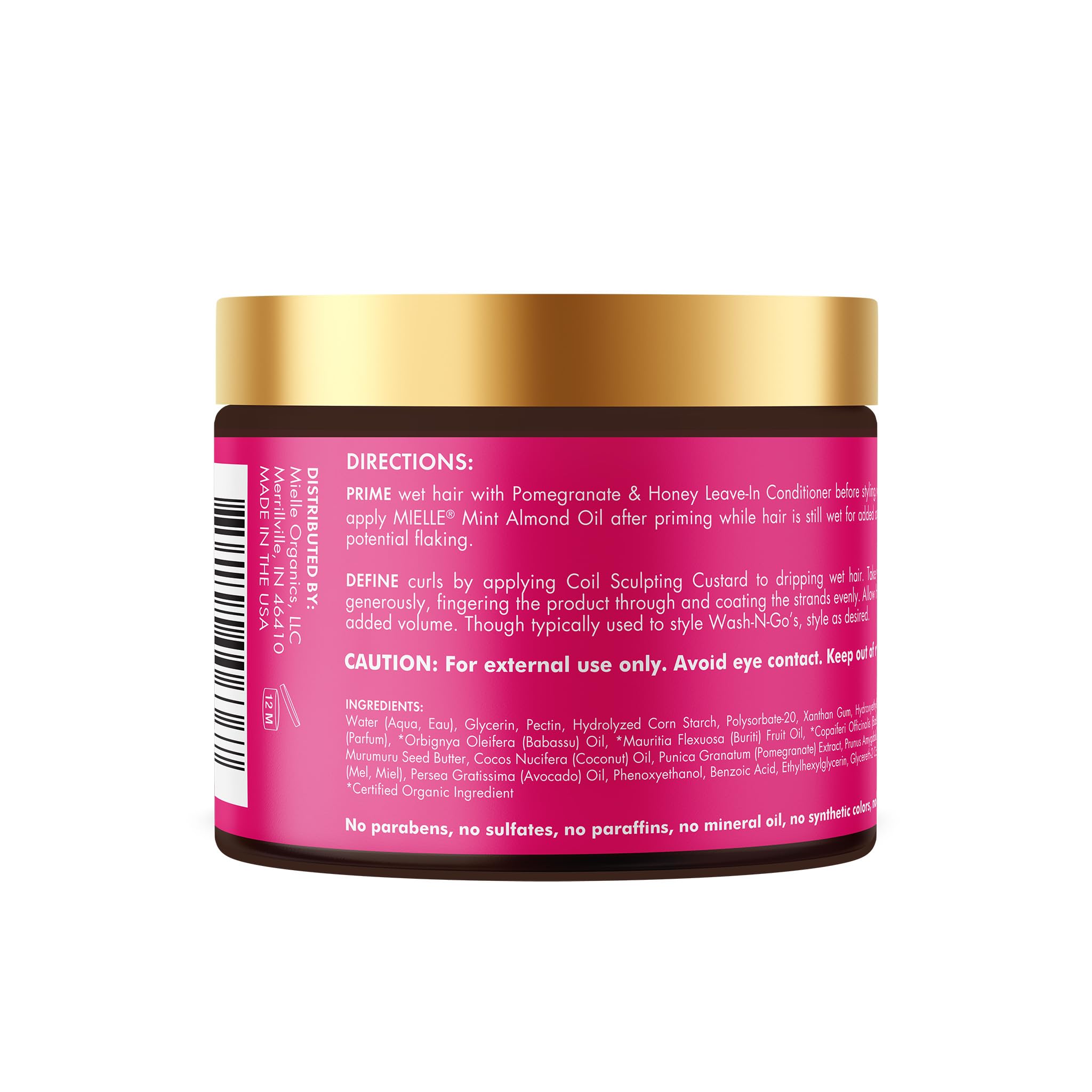 Mielle Organics Pomegranate & Honey Curl Cream - Coil Sculpting Custard for Type 4 Hair - Hydrates, Controls Frizz, Conditions & Adds Shine,12 Fl Oz