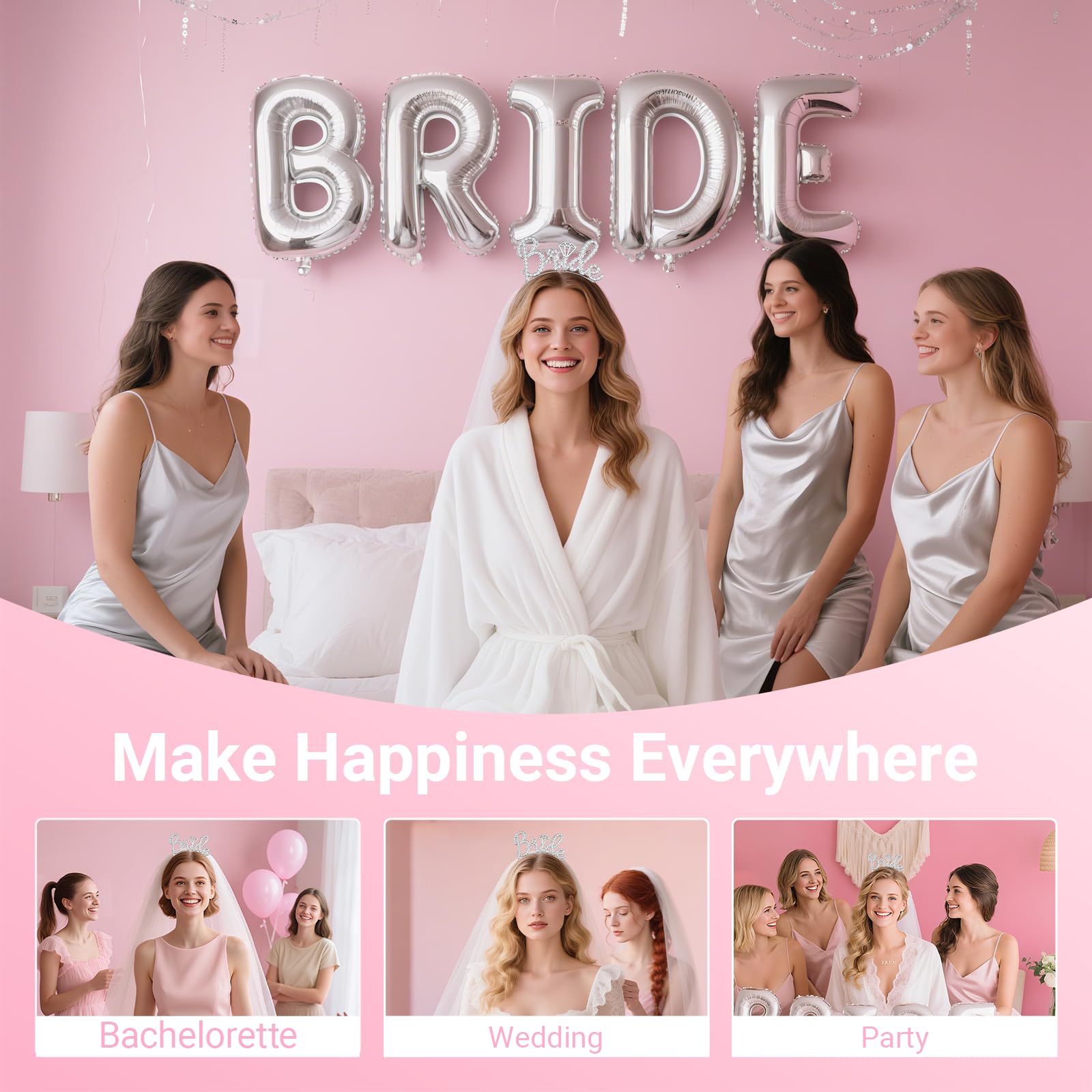 3Pcs Bride to Be Headband with Sash and Veil for Bachelorette Party | Bride Decorations, Bridal Shower Favors, Wedding Accessories for Gift