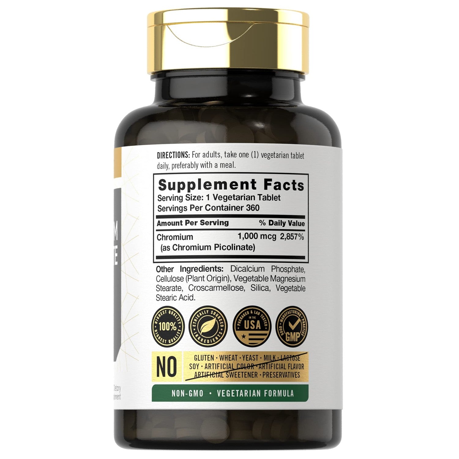 Carlyle Chromium Picolinate Supplement | 1000mcg | 360 Tablets | Vegetarian, Non-GMO, Gluten Free Formula