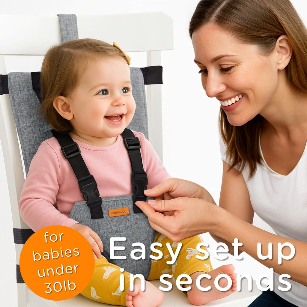 liuliuby Compact Travel High Chair | Portable High Chair for Baby | Baby Travel Essential Harness Seat | Must Haves for Vacations, Restaurants, Family Visits with Babies | Portable Highchair Seat