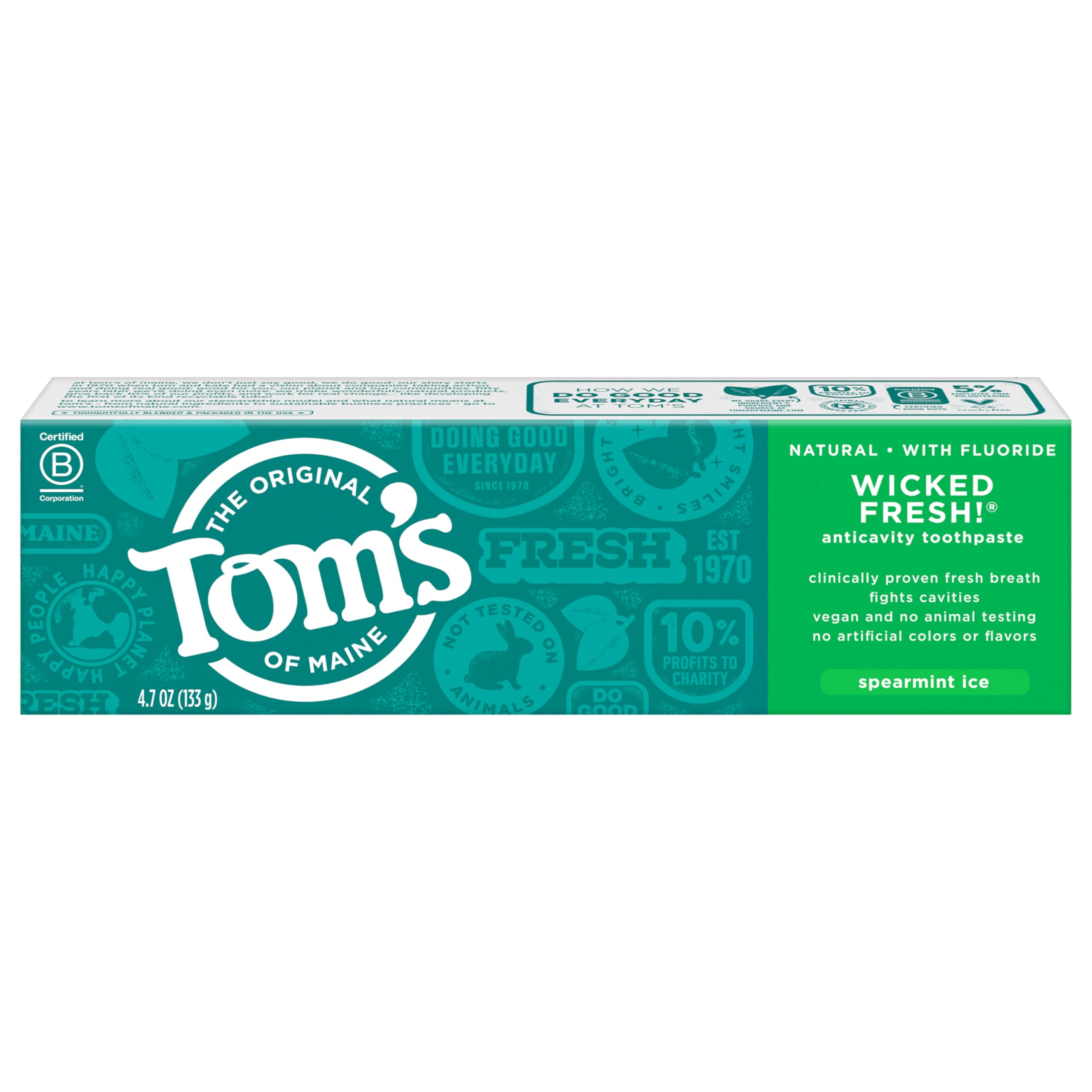 Buy now Tom's of Maine Natural Wicked Fresh! Fluoride Toothpaste, Spearmint, 4.7 oz. 2-Pack at indiglob india