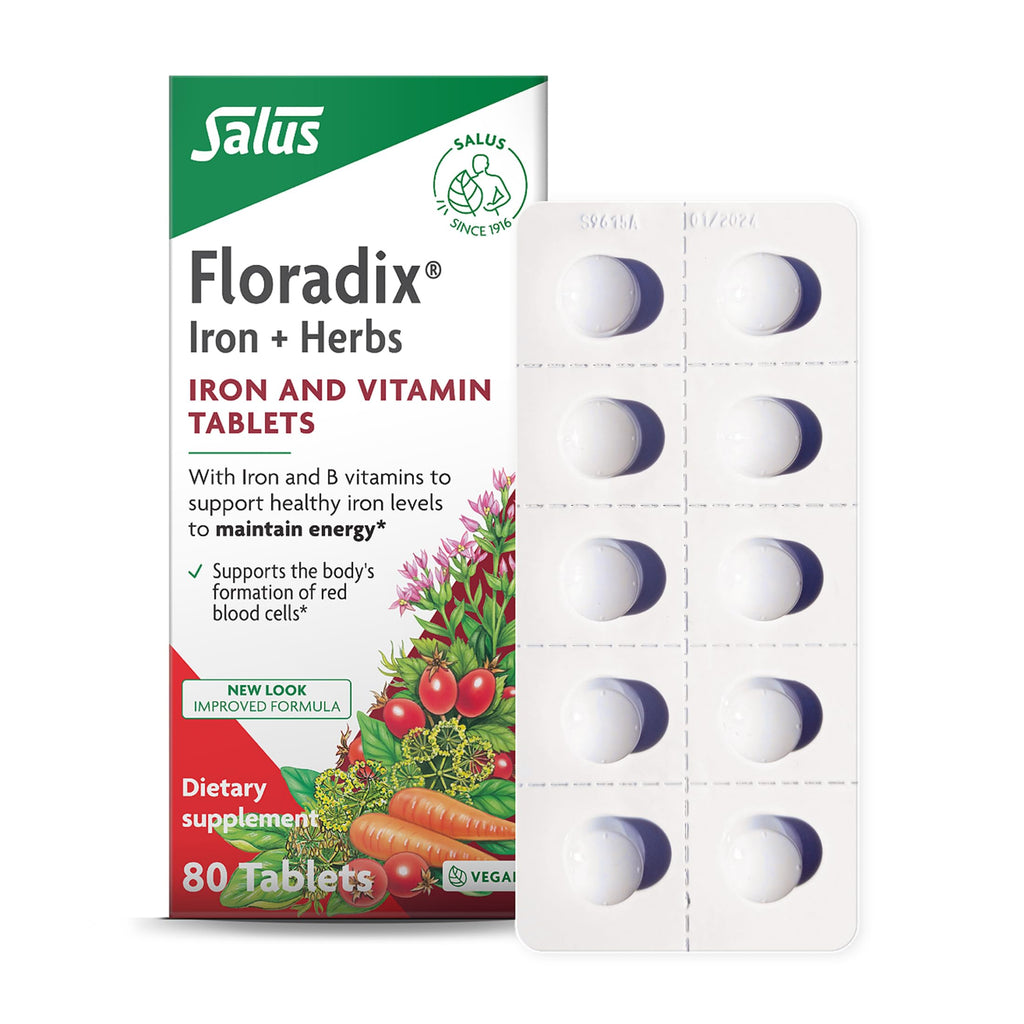 Floradix Iron Tablets Supplement, Vegetarian, Gluten-Free, 120 Tablets | Iron Supplement with B Vitamins, Folic Acid, Vitamin C & More for Energy Support*, Vegetarian & Gluten-Free