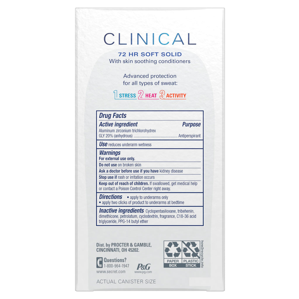 Buy now Secret Antiperspirant Clinical Strength Deodorant for Women, Soft Solid, Stress Response, 1.6 Oz, (Pack of 3) at indiglob india